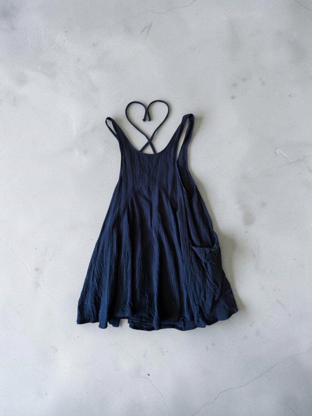 💙 Navy Blue Flowy Mini Dress (Lightweight Cotton Gauze Style) 💙